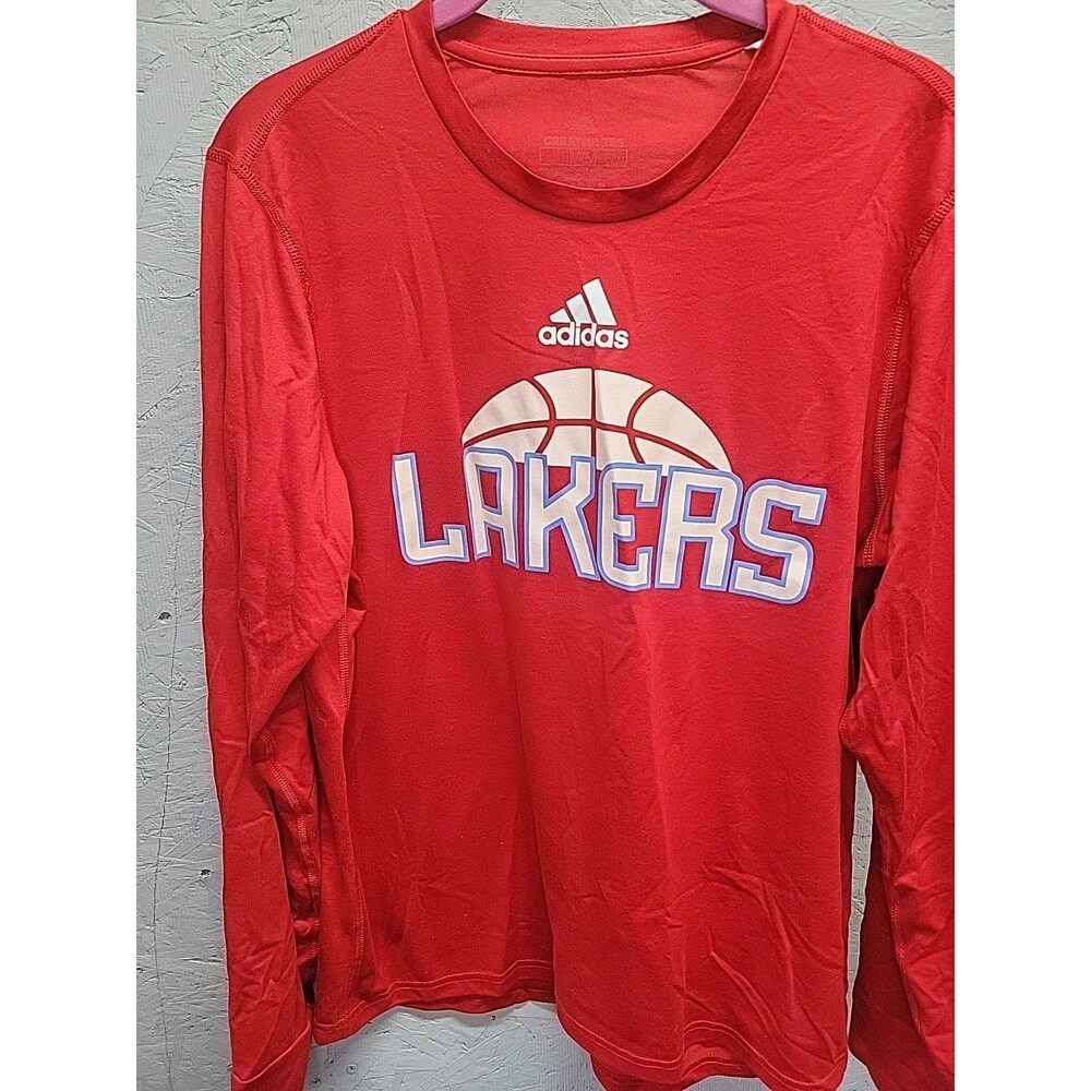 Adidas Lakers Basketball RED long sleeve Active Wear Sz M
